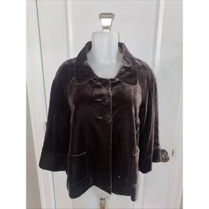 Sundance Brown Velvet Jacket Womens Rayon Silk Blend Size XS Cropped‎ Pockets